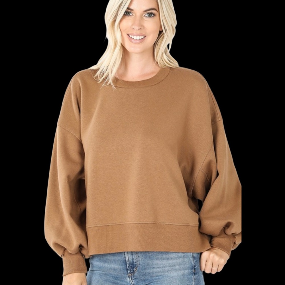 Zenana Outfitters Brown Crew Neck Sweater